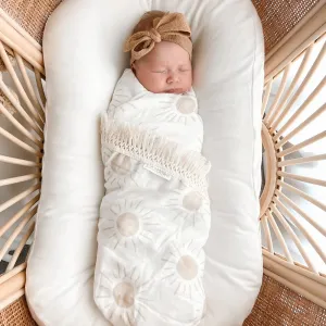 3 Little Crowns - Fringe Swaddle Blanket | Sun