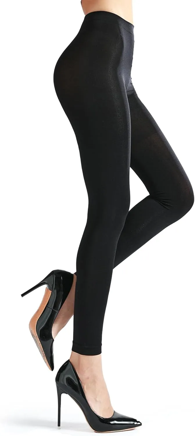 6 Colors Semi Opaque Footless Tights for Women, 80 Denier Black Footless Tights for Women,S-XL