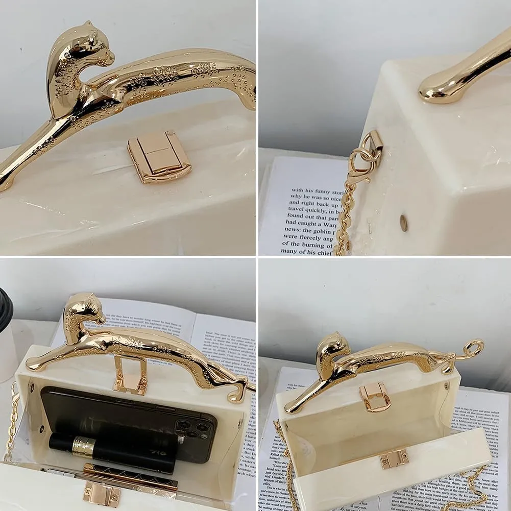 Acrylic Box Purse for Women Evening Clutch, Fashion Handbag Elegant Banquet Crossbody Bag for Wedding Cocktail Party Prom