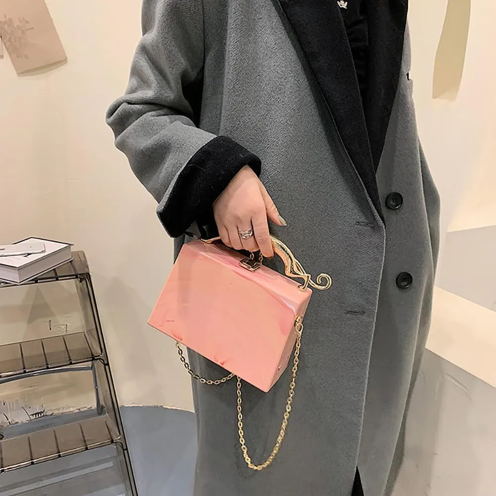 Acrylic Box Purse for Women Evening Clutch, Fashion Handbag Elegant Banquet Crossbody Bag for Wedding Cocktail Party Prom