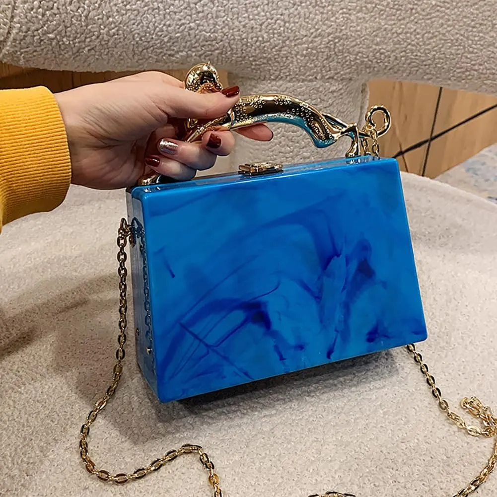 Acrylic Box Purse for Women Evening Clutch, Fashion Handbag Elegant Banquet Crossbody Bag for Wedding Cocktail Party Prom