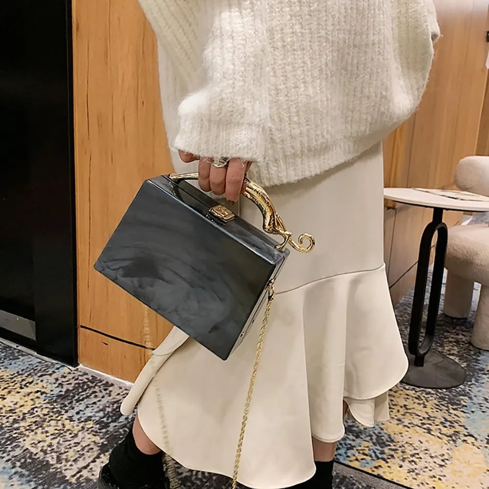 Acrylic Box Purse for Women Evening Clutch, Fashion Handbag Elegant Banquet Crossbody Bag for Wedding Cocktail Party Prom