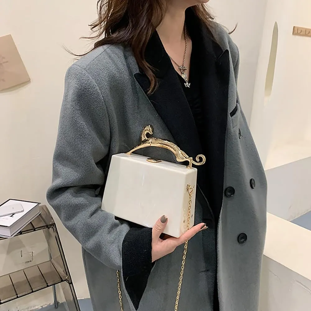 Acrylic Box Purse for Women Evening Clutch, Fashion Handbag Elegant Banquet Crossbody Bag for Wedding Cocktail Party Prom
