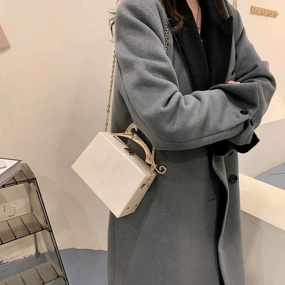 Acrylic Box Purse for Women Evening Clutch, Fashion Handbag Elegant Banquet Crossbody Bag for Wedding Cocktail Party Prom