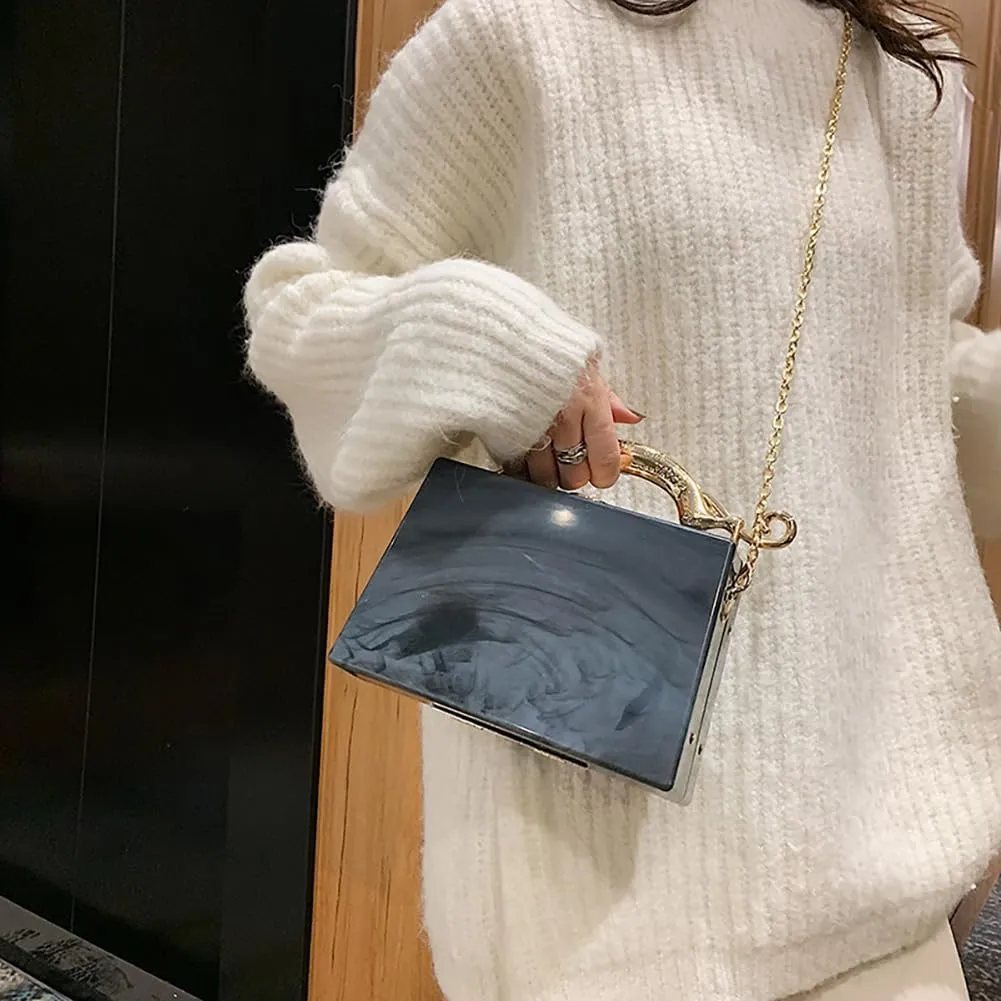Acrylic Box Purse for Women Evening Clutch, Fashion Handbag Elegant Banquet Crossbody Bag for Wedding Cocktail Party Prom
