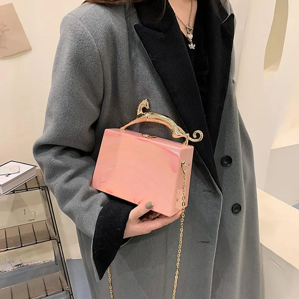 Acrylic Box Purse for Women Evening Clutch, Fashion Handbag Elegant Banquet Crossbody Bag for Wedding Cocktail Party Prom