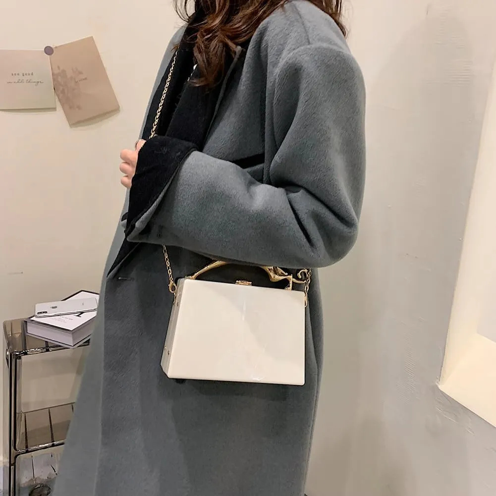 Acrylic Box Purse for Women Evening Clutch, Fashion Handbag Elegant Banquet Crossbody Bag for Wedding Cocktail Party Prom