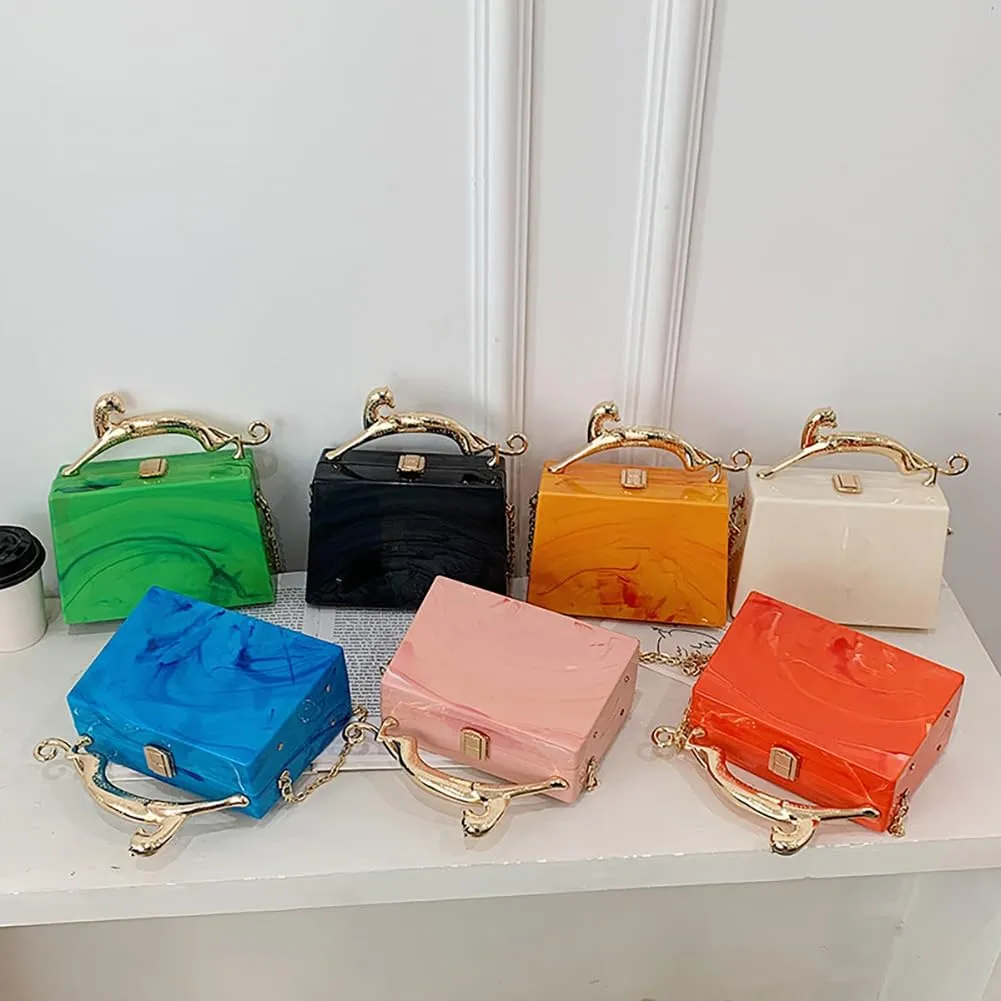 Acrylic Box Purse for Women Evening Clutch, Fashion Handbag Elegant Banquet Crossbody Bag for Wedding Cocktail Party Prom