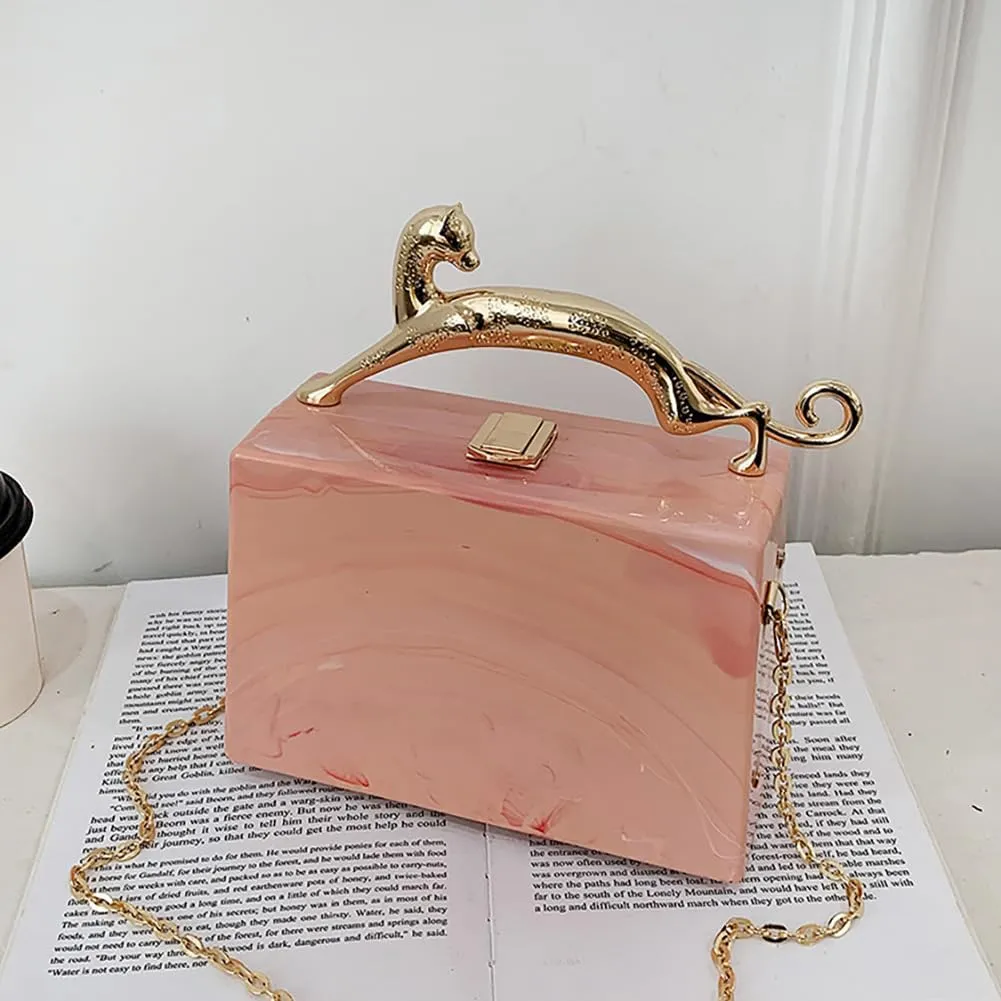 Acrylic Box Purse for Women Evening Clutch, Fashion Handbag Elegant Banquet Crossbody Bag for Wedding Cocktail Party Prom