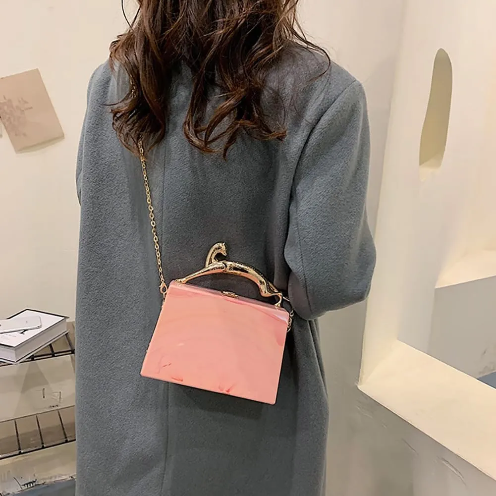 Acrylic Box Purse for Women Evening Clutch, Fashion Handbag Elegant Banquet Crossbody Bag for Wedding Cocktail Party Prom