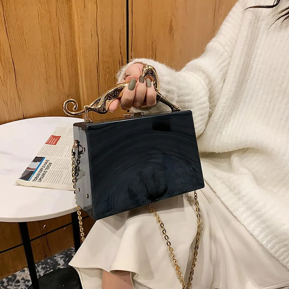 Acrylic Box Purse for Women Evening Clutch, Fashion Handbag Elegant Banquet Crossbody Bag for Wedding Cocktail Party Prom