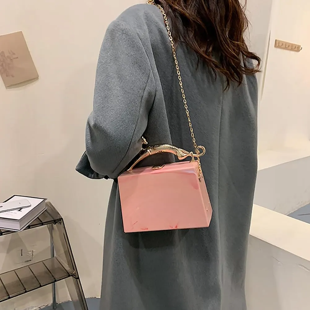 Acrylic Box Purse for Women Evening Clutch, Fashion Handbag Elegant Banquet Crossbody Bag for Wedding Cocktail Party Prom