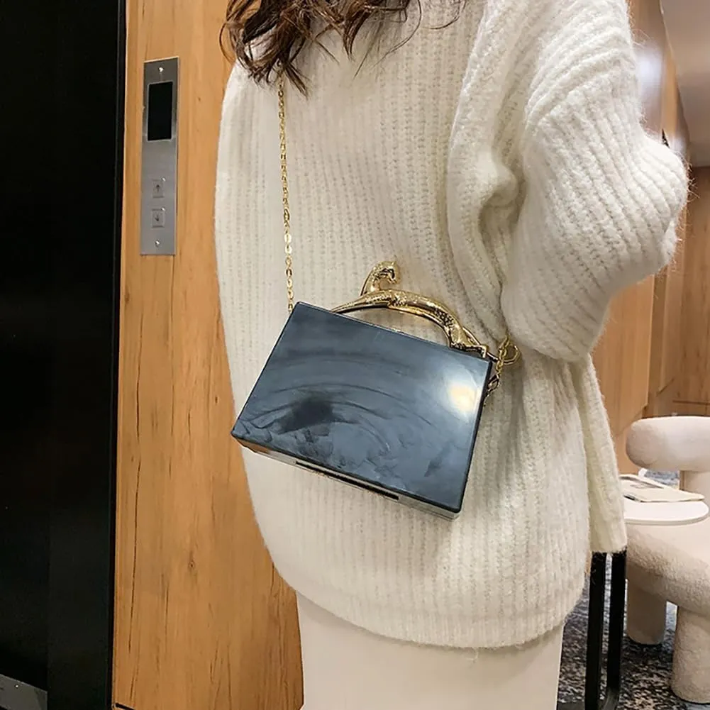 Acrylic Box Purse for Women Evening Clutch, Fashion Handbag Elegant Banquet Crossbody Bag for Wedding Cocktail Party Prom