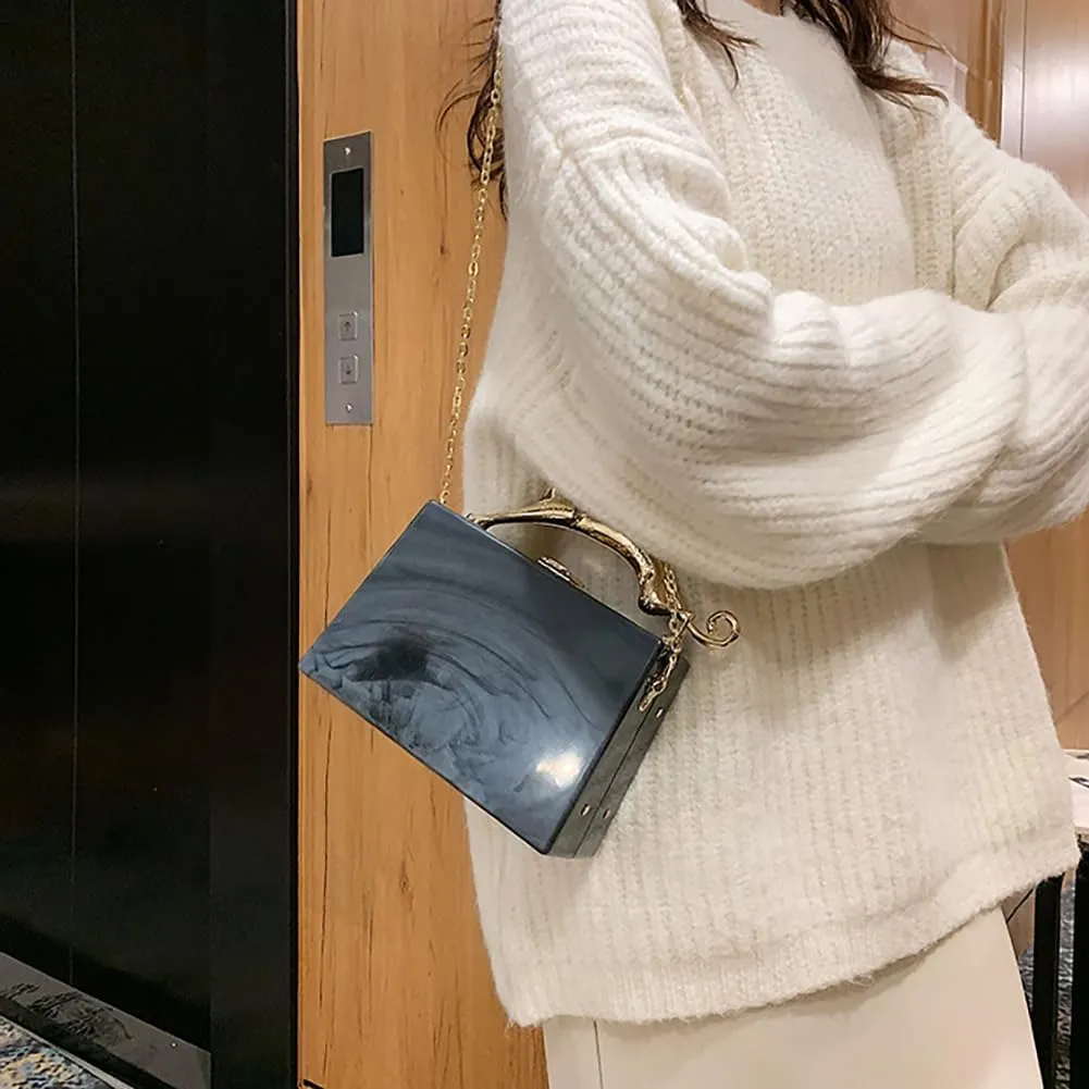 Acrylic Box Purse for Women Evening Clutch, Fashion Handbag Elegant Banquet Crossbody Bag for Wedding Cocktail Party Prom