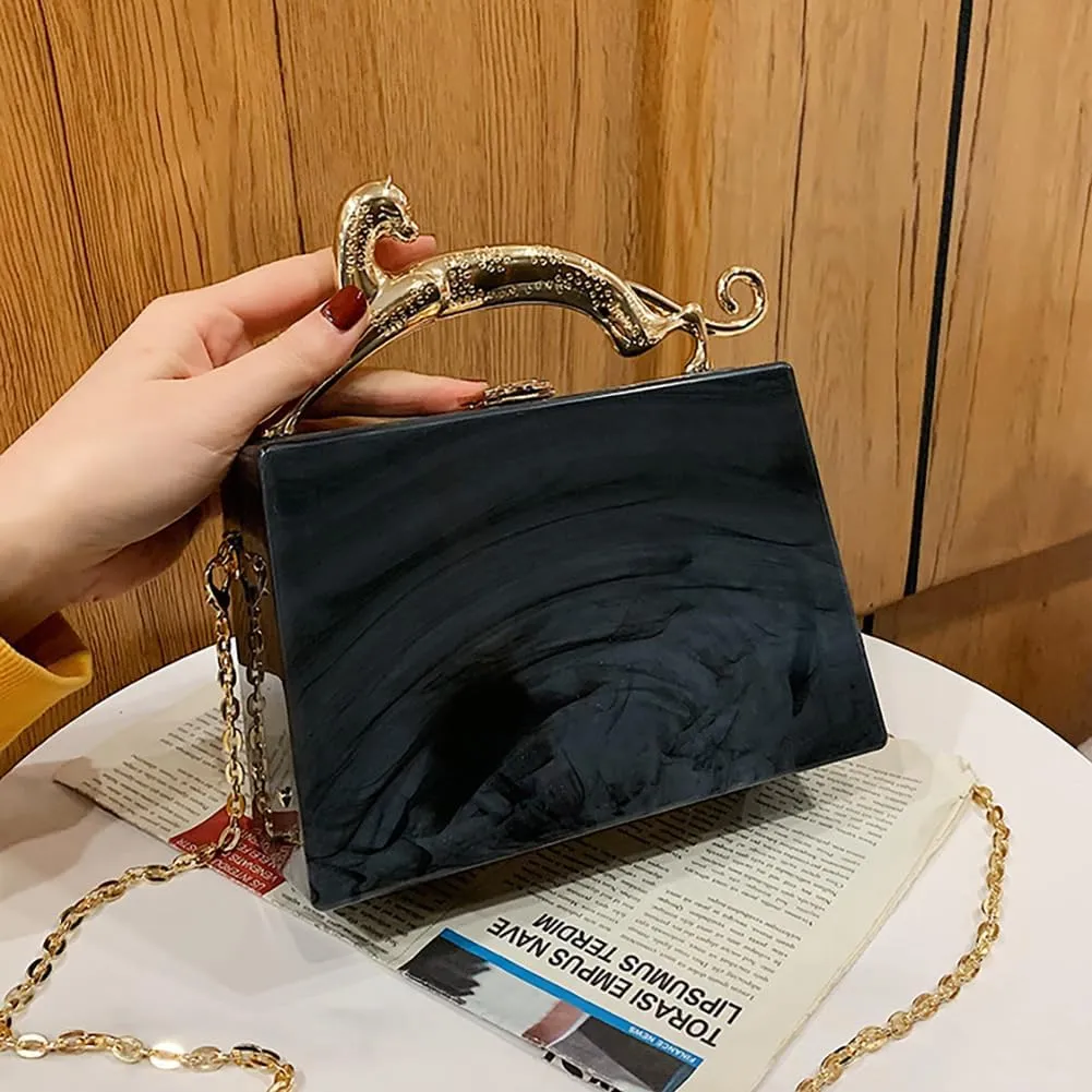Acrylic Box Purse for Women Evening Clutch, Fashion Handbag Elegant Banquet Crossbody Bag for Wedding Cocktail Party Prom