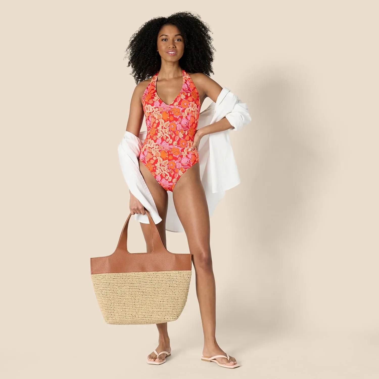 Amazon Essentials Women's Halter One Piece Swimsuit