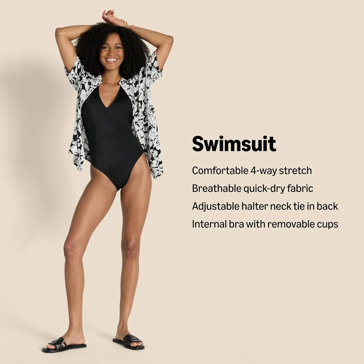 Amazon Essentials Women's Halter One Piece Swimsuit