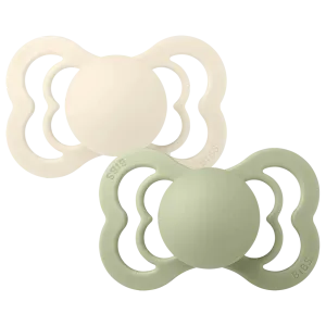 BIBS Supreme Pacifiers 2 Pack (Size 2) - Ivory/Sage