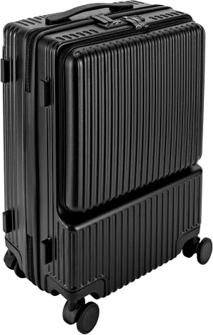 Carry On Luggage, 20 Inch PC Harshell Spinner Luggage with TSA Lock, Spinner Wheels, Large Capacity Black