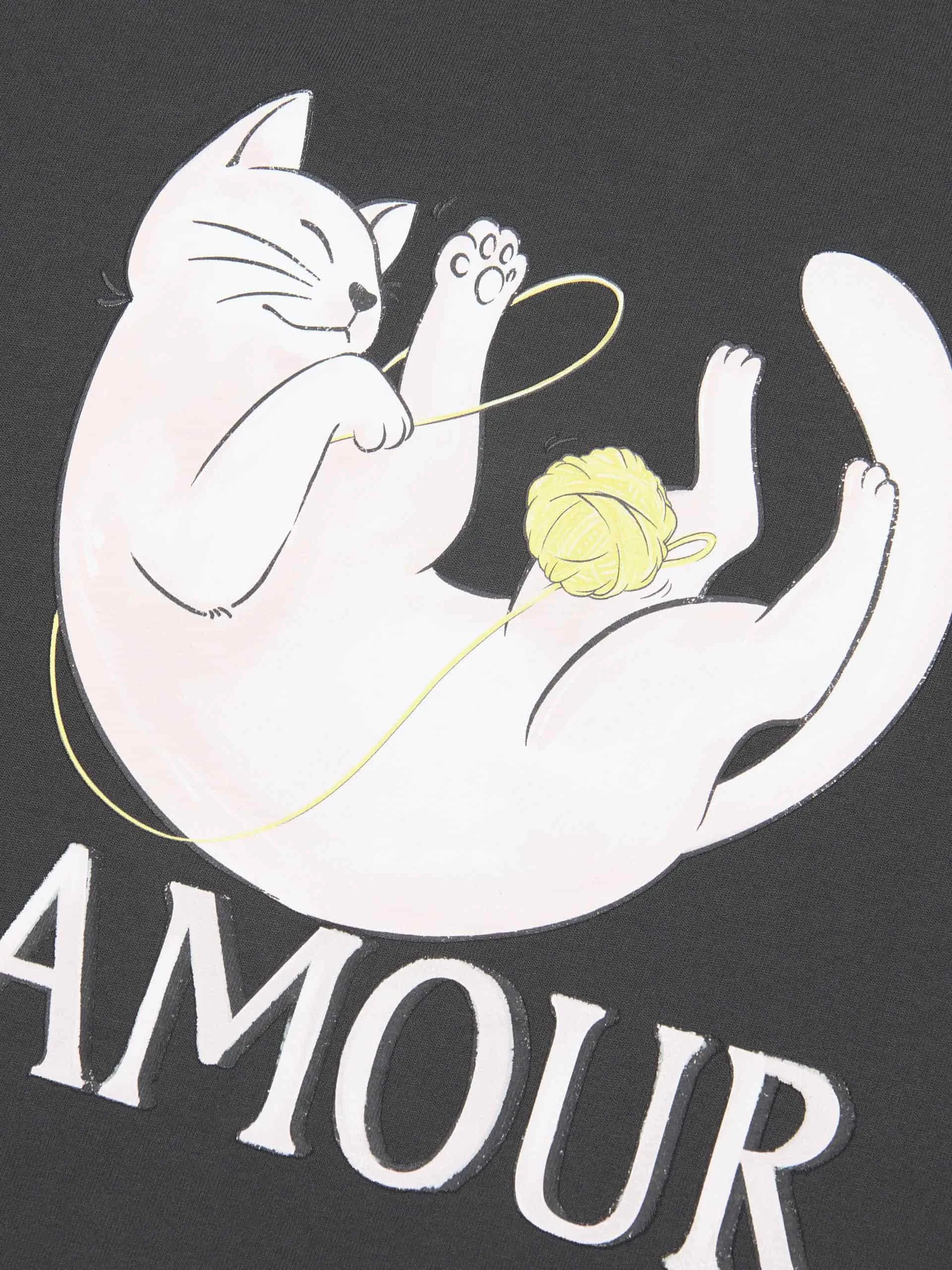 Cat Print Cotton T-shirt