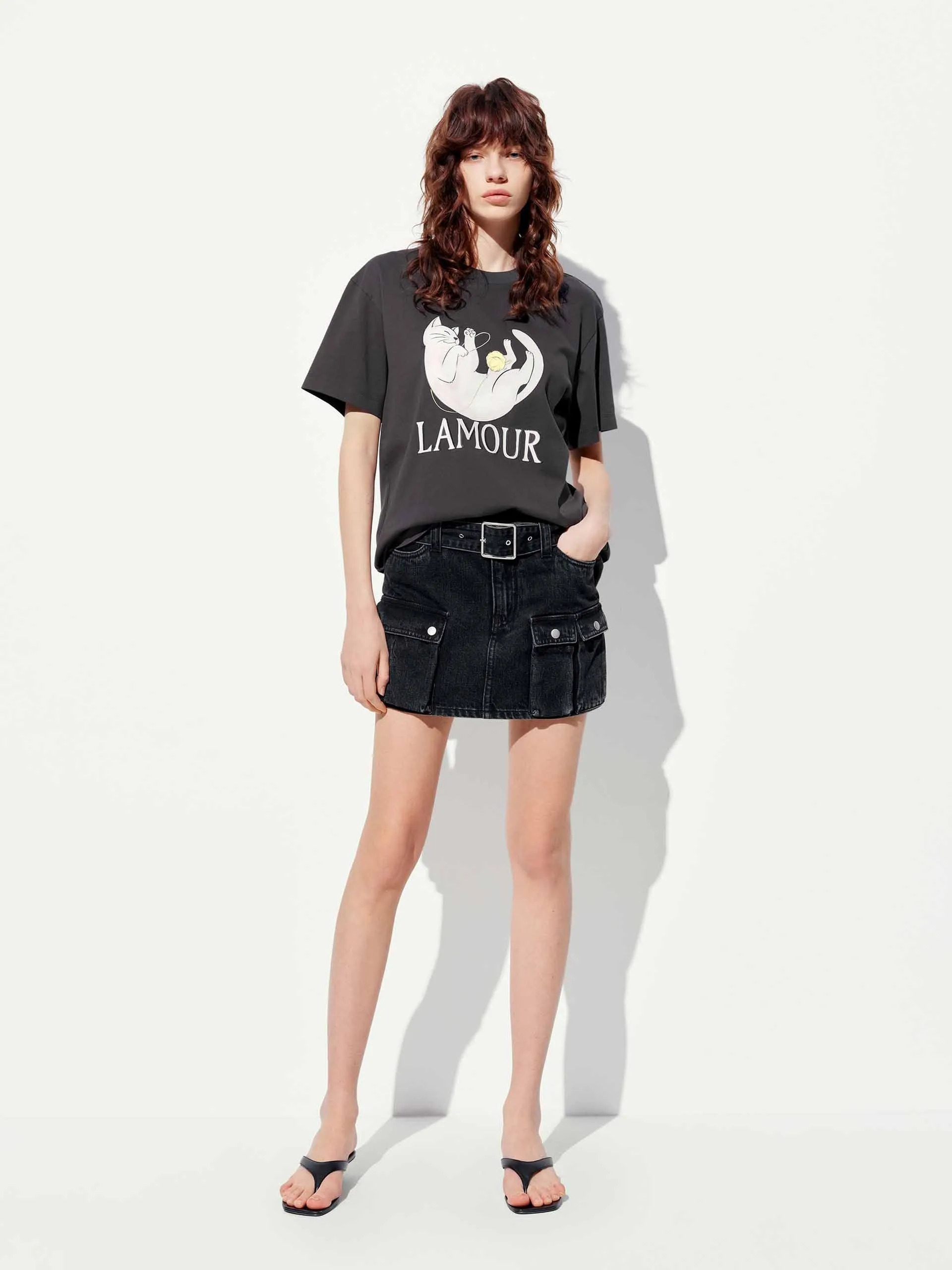 Cat Print Cotton T-shirt