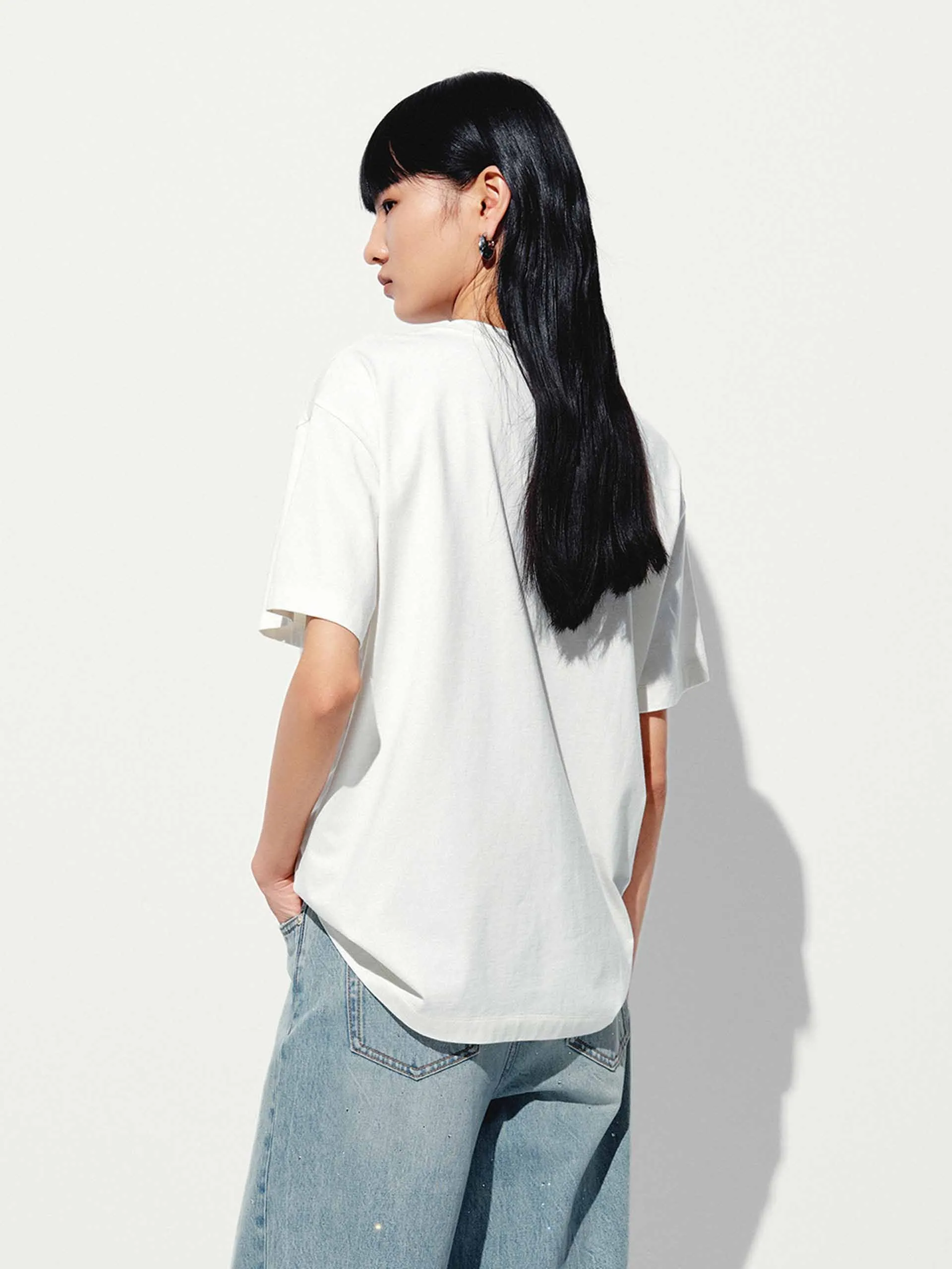 Cat Print Cotton T-shirt