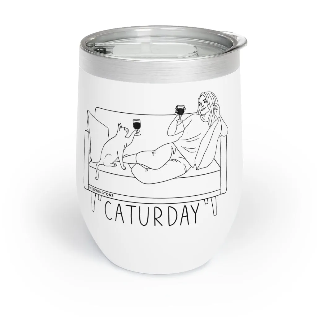 Caturday Chill Wine Tumbler