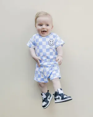 Checkered Shorts Set | Blue