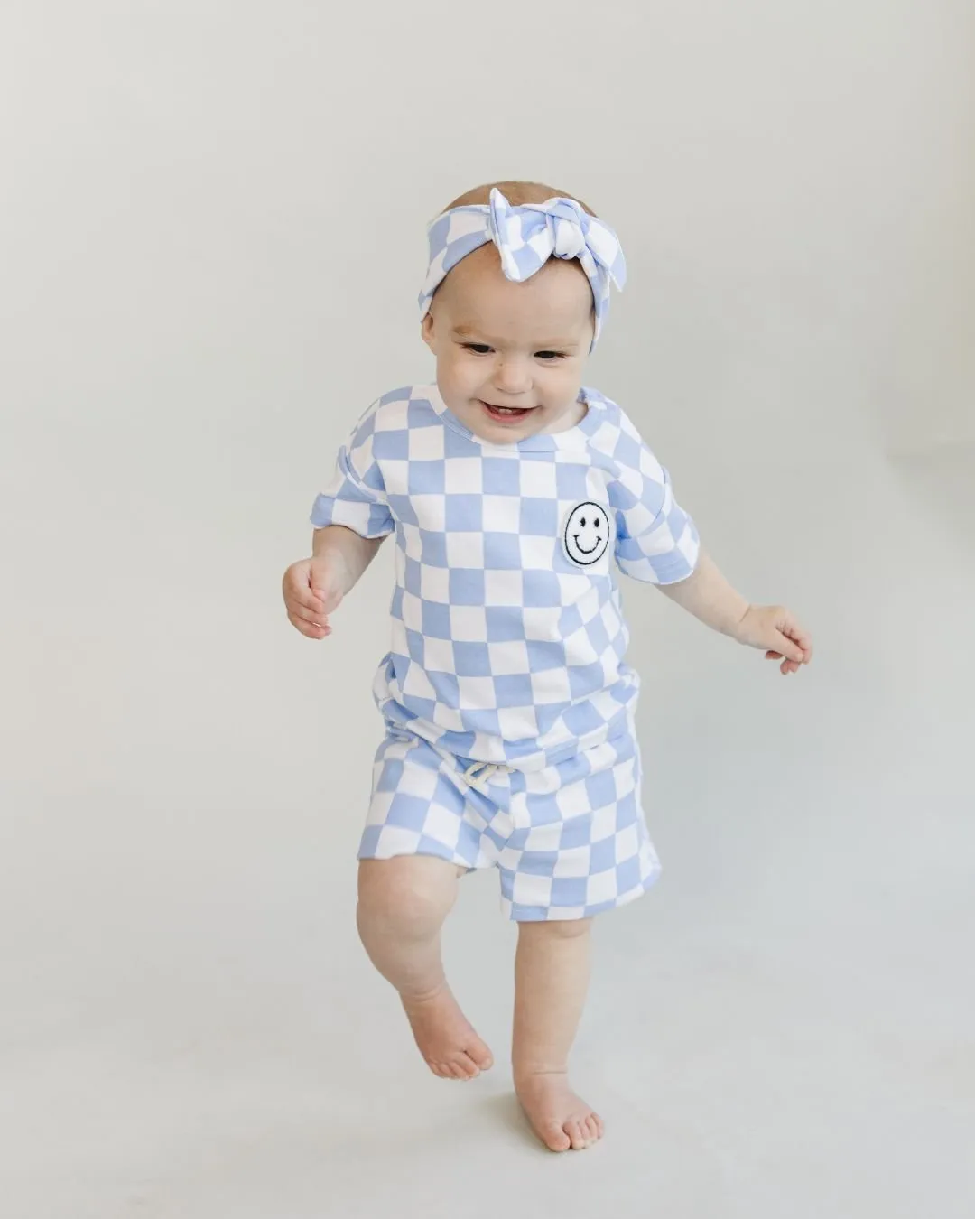 Checkered Shorts Set | Blue