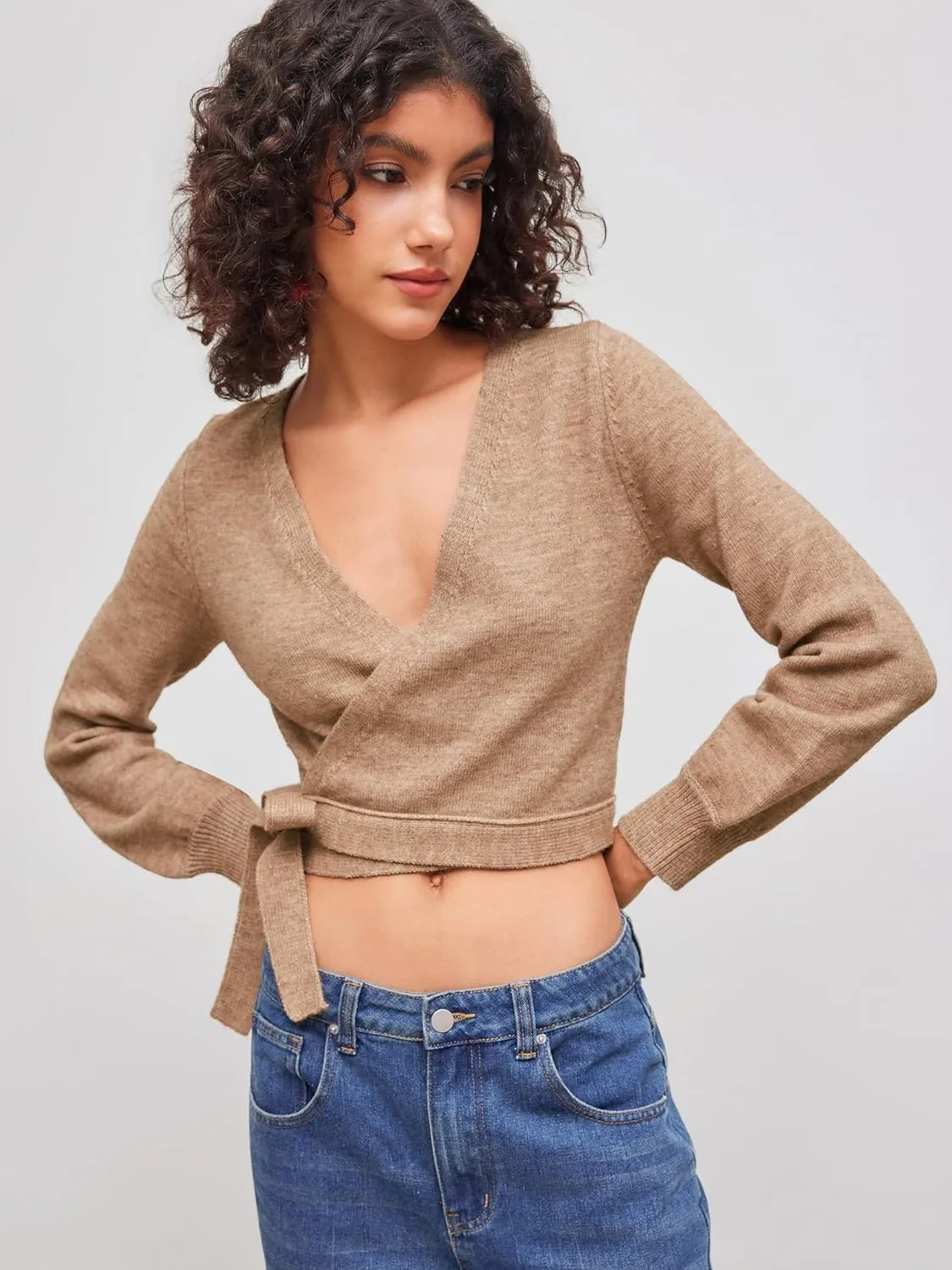 CIDER Knit Round Neckline Solid Cardigan