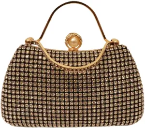 Clutch Purses For Women Rhinestone Two-sided Design Evening Purse Bride Black Sparkling Crystal Bead Evening Bag With Chain For Wedding Party