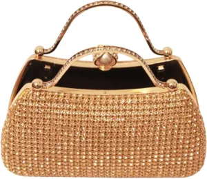 Clutch Purses For Women Rhinestone Two-sided Design Evening Purse Bride Gold Sparkling Crystal Bead Evening Bag With Chain For Wedding Party