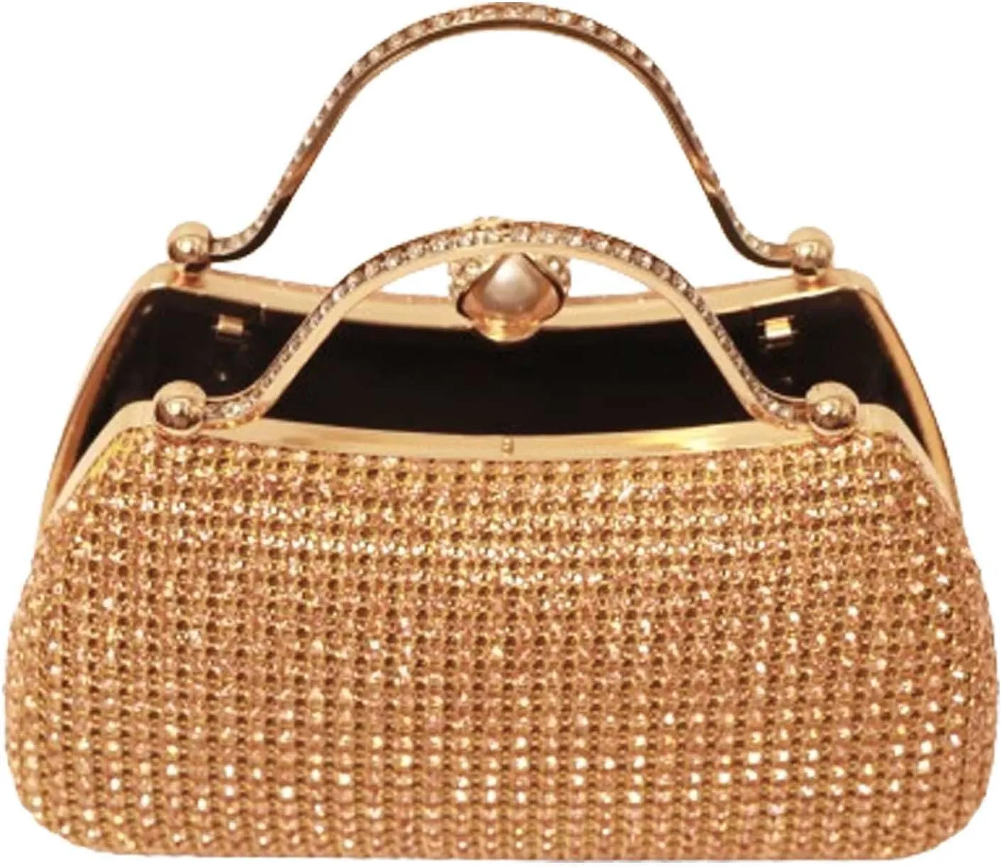Clutch Purses For Women Rhinestone Two-sided Design Evening Purse Bride Gold Sparkling Crystal Bead Evening Bag With Chain For Wedding Party
