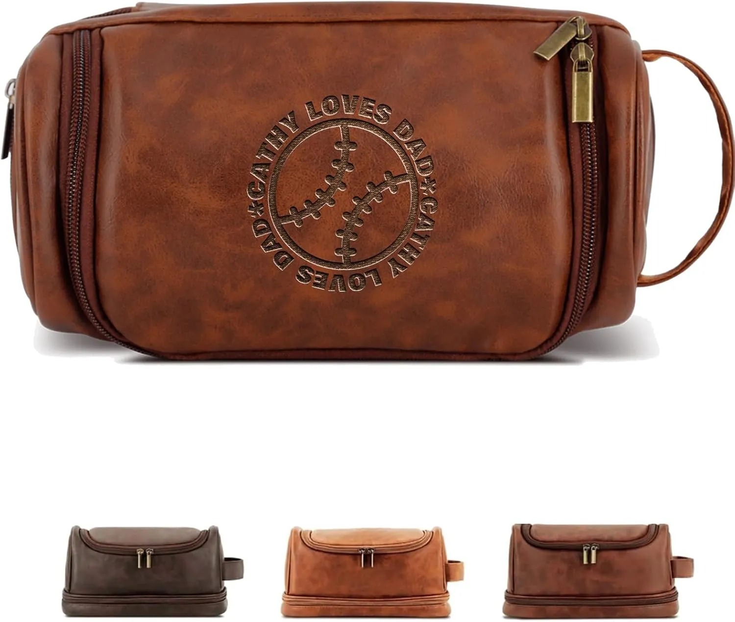 Customized Toiletry Bag Hanging Travel Organizer, Personalized Large Capacity Bag with Name Text, Custom Waterproof Leather Bathroom Dopp Shaving Kit for Men Dad Fathers Day Gift