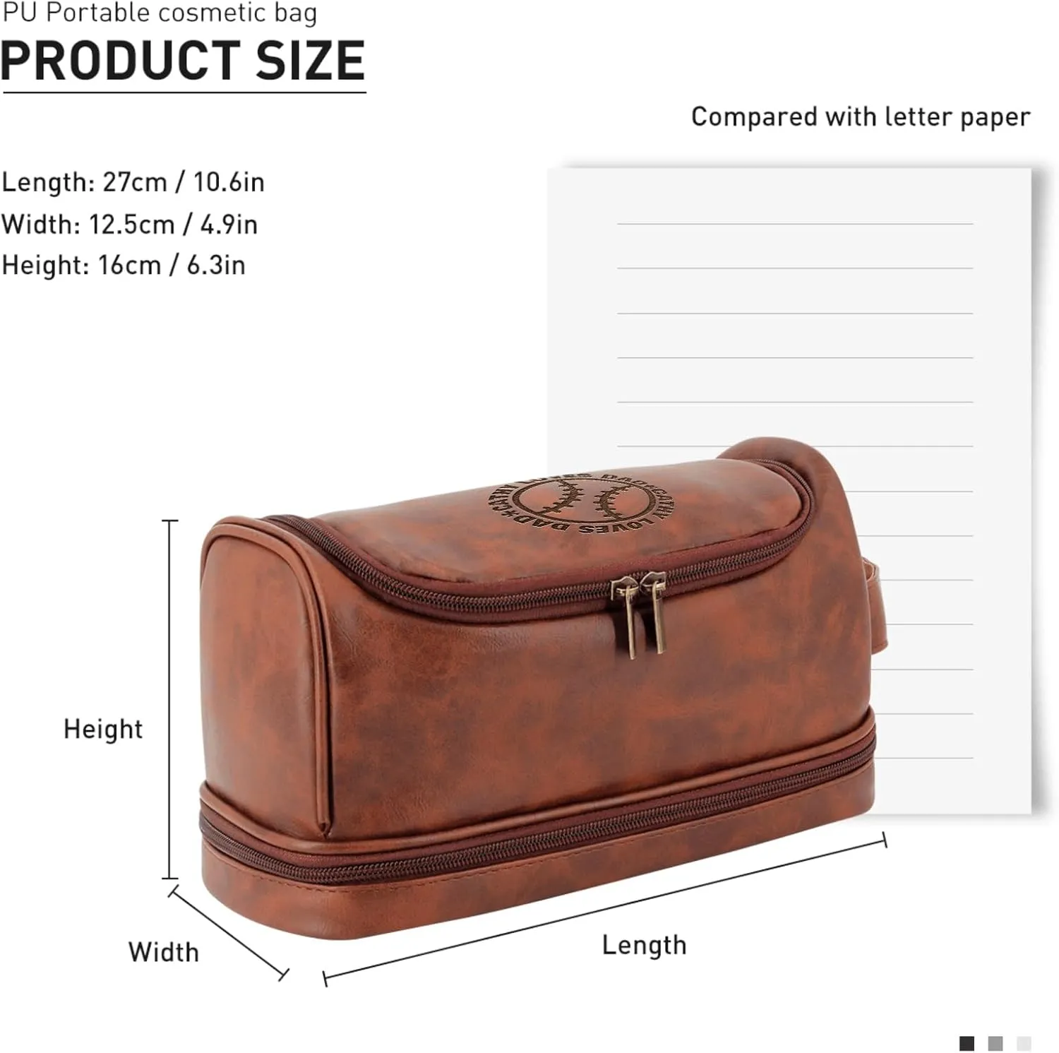Customized Toiletry Bag Hanging Travel Organizer, Personalized Large Capacity Bag with Name Text, Custom Waterproof Leather Bathroom Dopp Shaving Kit for Men Dad Fathers Day Gift