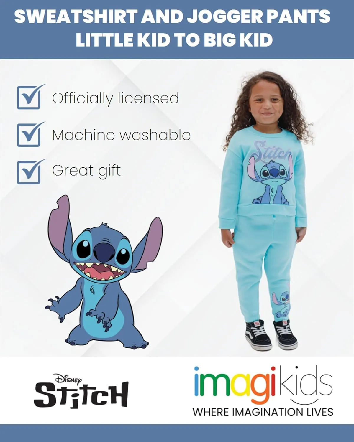 Disney Lilo & Stitch Minnie Mouse Girls Fleece Sweatshirt and Jogger Pants Little Kid to Big Kid