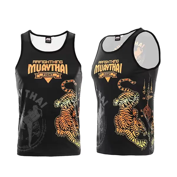 Fight Tees Mesh Muay Thai Training Singlet Black