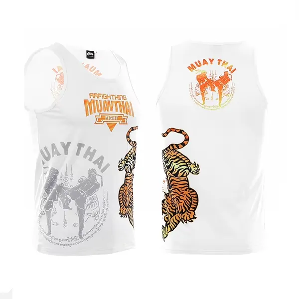 Fight Tees Mesh Muay Thai Training Singlet White
