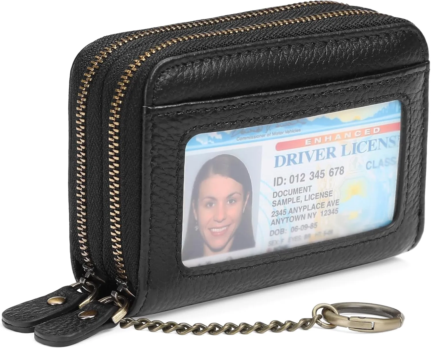 GOIACII Credit Card Holder Wallet for Women RFID Blocking Small Genuine Leather Card Case Wallet with Keychain