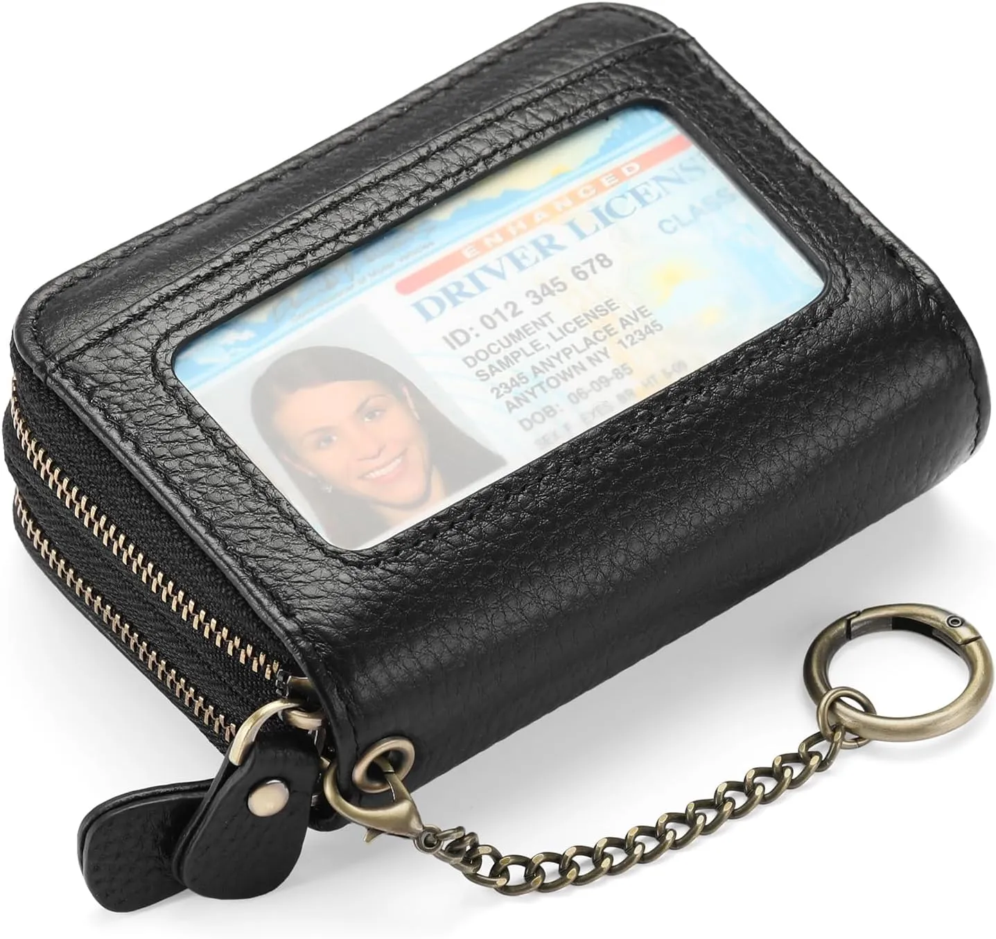 GOIACII Credit Card Holder Wallet for Women RFID Blocking Small Genuine Leather Card Case Wallet with Keychain
