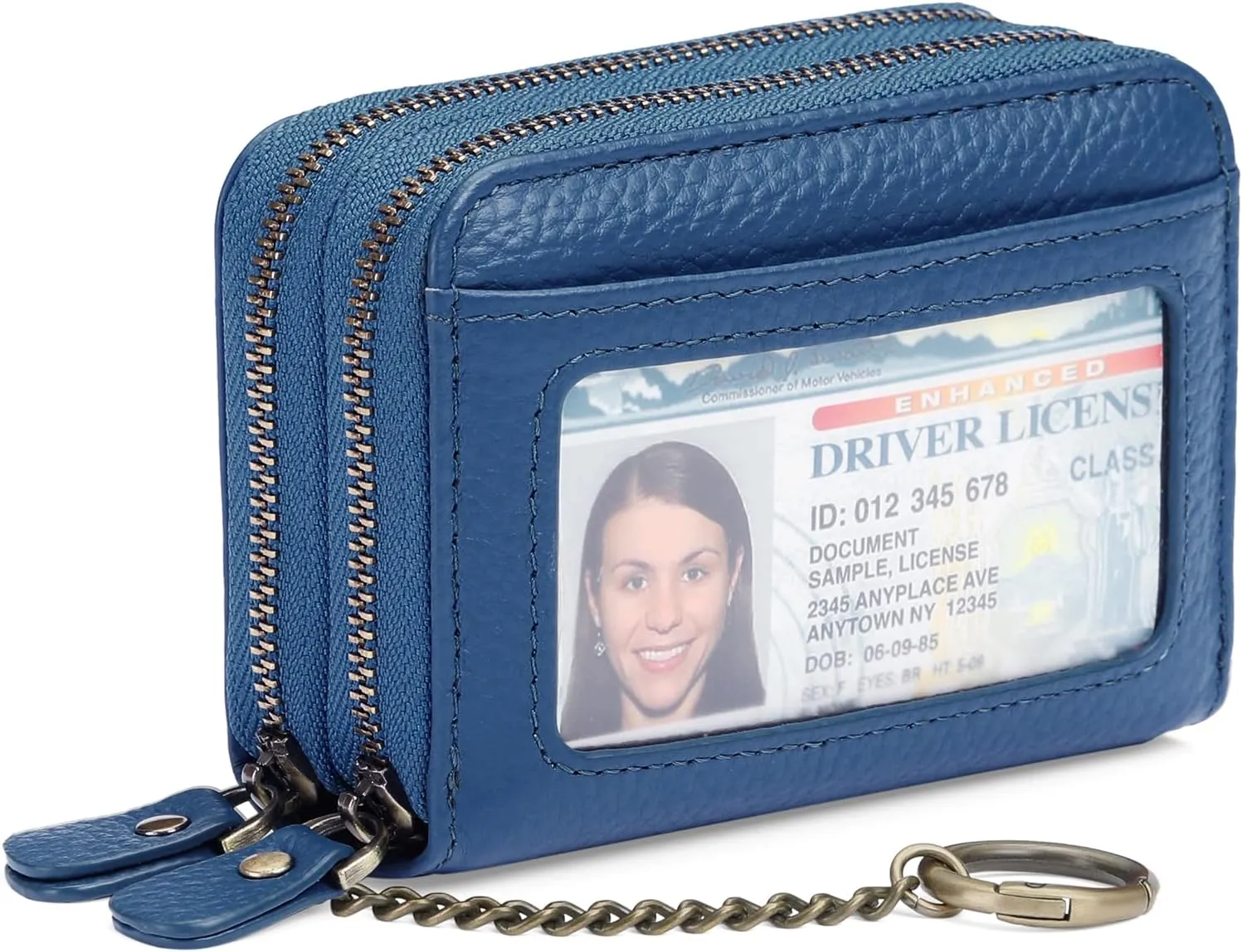 GOIACII Credit Card Holder Wallet for Women RFID Blocking Small Genuine Leather Card Case Wallet with Keychain