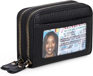 GOIACII Small Genuine Leather Wallet for Women, RFID Blocking Credit Card Holder Wallet