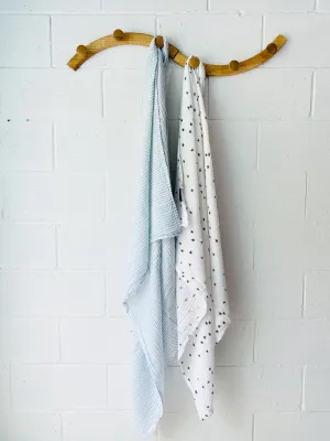 Green Stripe   Stars Gauze Swaddle Bundle