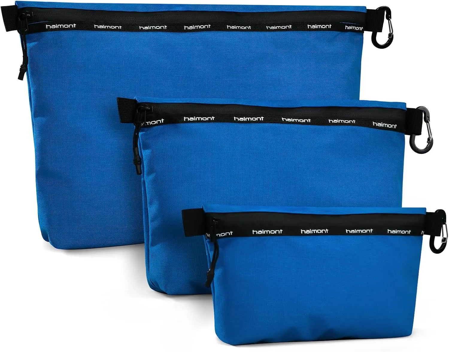 Haimont 3 Sets Zipper Pouch Travel Packing Bags for Toiletry, Makeup, Cosmetic Accessory, Tool, Small Organizer Bag, Water Resistant
