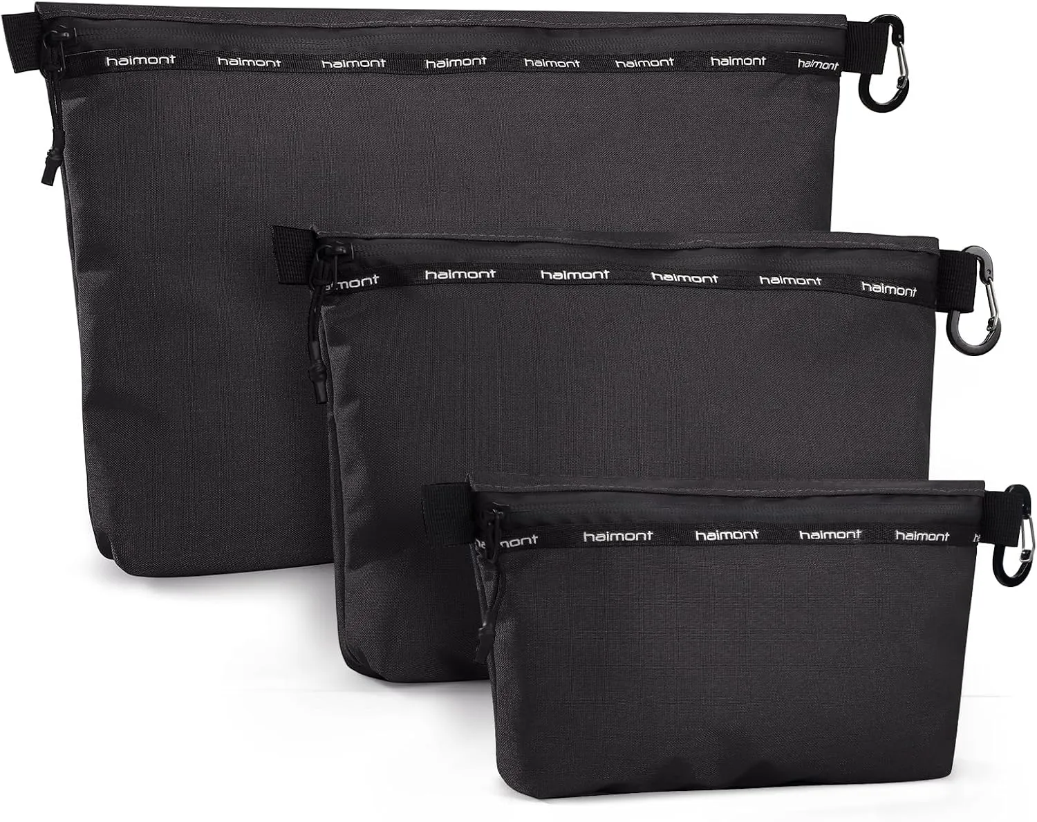 Haimont 3 Sets Zipper Pouch Travel Packing Bags for Toiletry, Makeup, Cosmetic Accessory, Tool, Small Organizer Bag, Water Resistant
