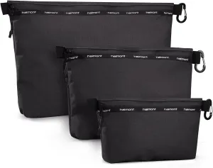 Haimont 3 Sets Zipper Pouch Travel Packing Bags for Toiletry, Makeup, Cosmetic Accessory, Tool, Small Organizer Bag, Water Resistant