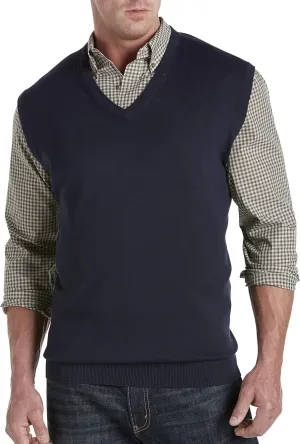 Harbor Bay by DXL Men's Big and Tall V-Neck Sweater Vest Navy 4XLT