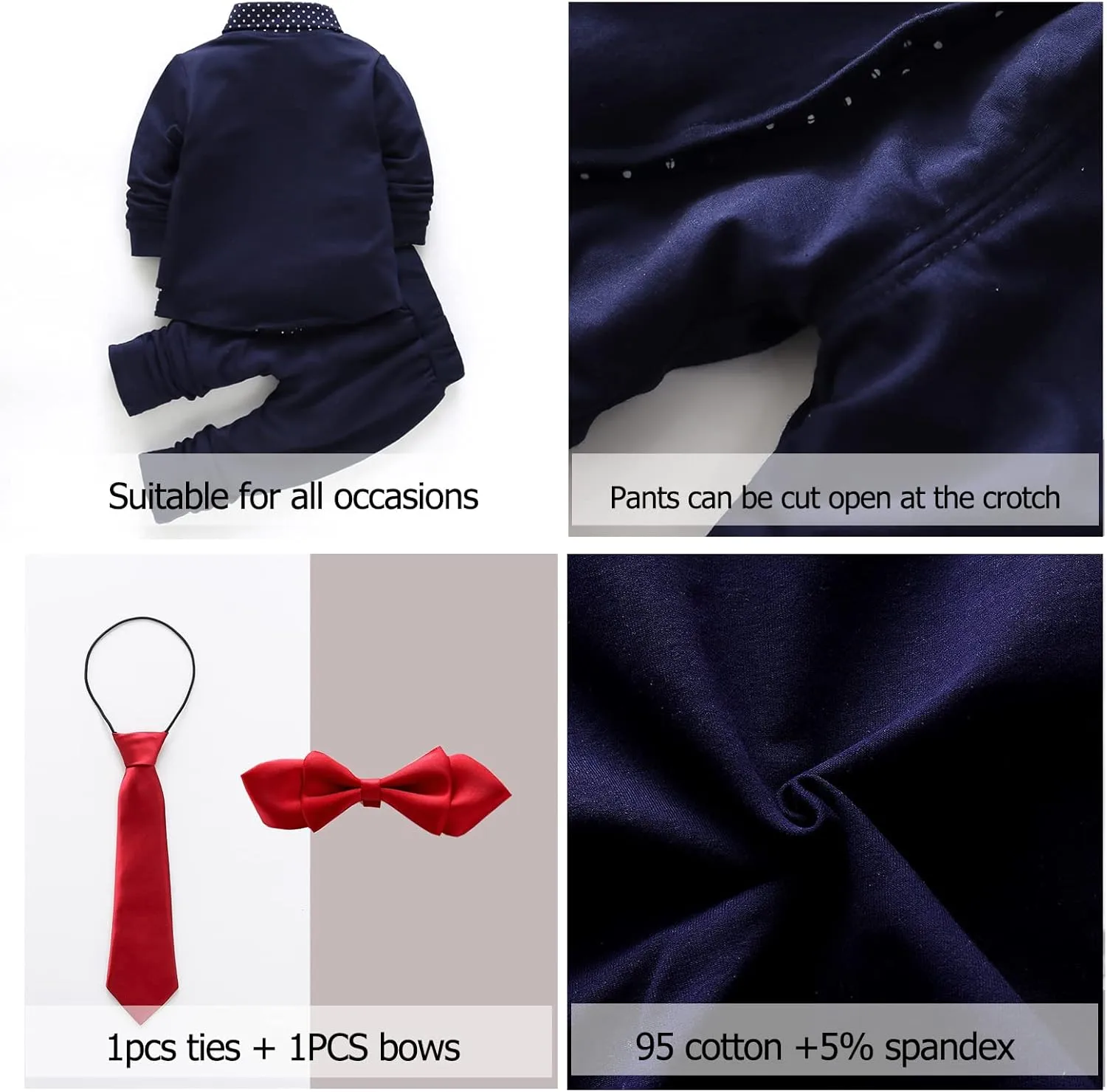 HZXVic Baby Boys Gentleman Outfits Suits,Toddler Boy Clothes Formal,Kids Dress Shirt Bow Ties Pants Set