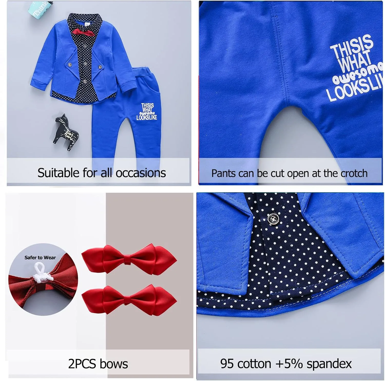 HZXVic Baby Boys Gentleman Outfits Suits,Toddler Boy Clothes Formal,Kids Dress Shirt Bow Ties Pants Set