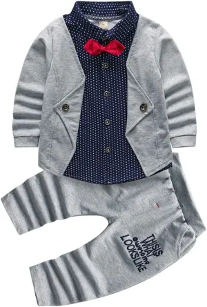 HZXVic Baby Boys Gentleman Outfits Suits,Toddler Boy Clothes Formal,Kids Dress Shirt Bow Ties Pants Set